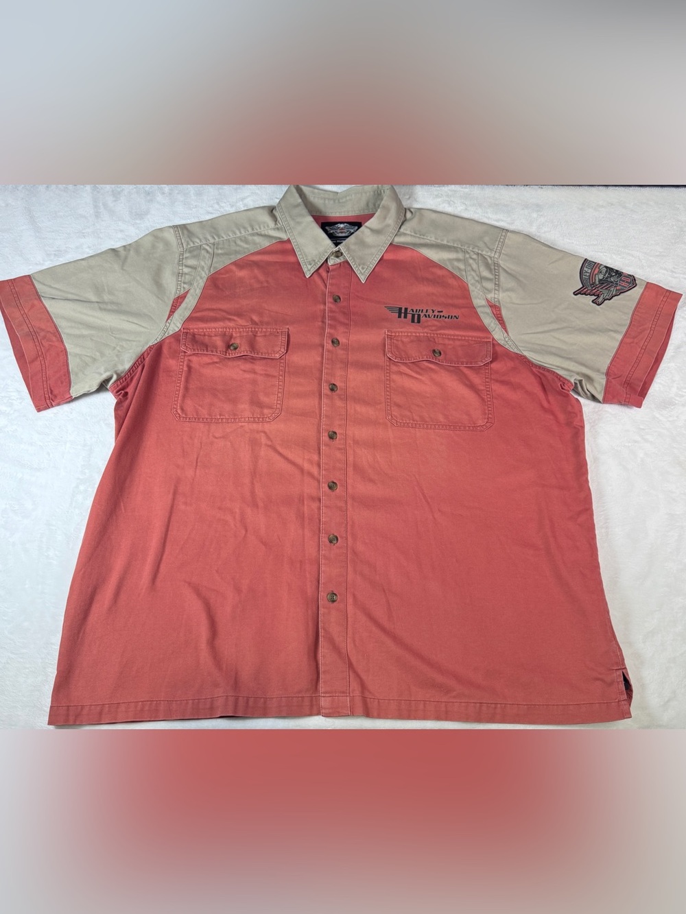 Harley-Davidson 3XL Red Beige 1903 Graphic Motorcycle Biker Shirt